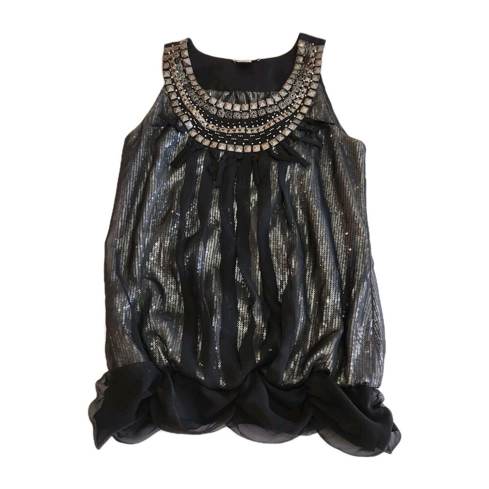 Alberto Makali Black Sequin Studded  Y2K Whimsygoth Gothic Fairy Witchy SZ Med